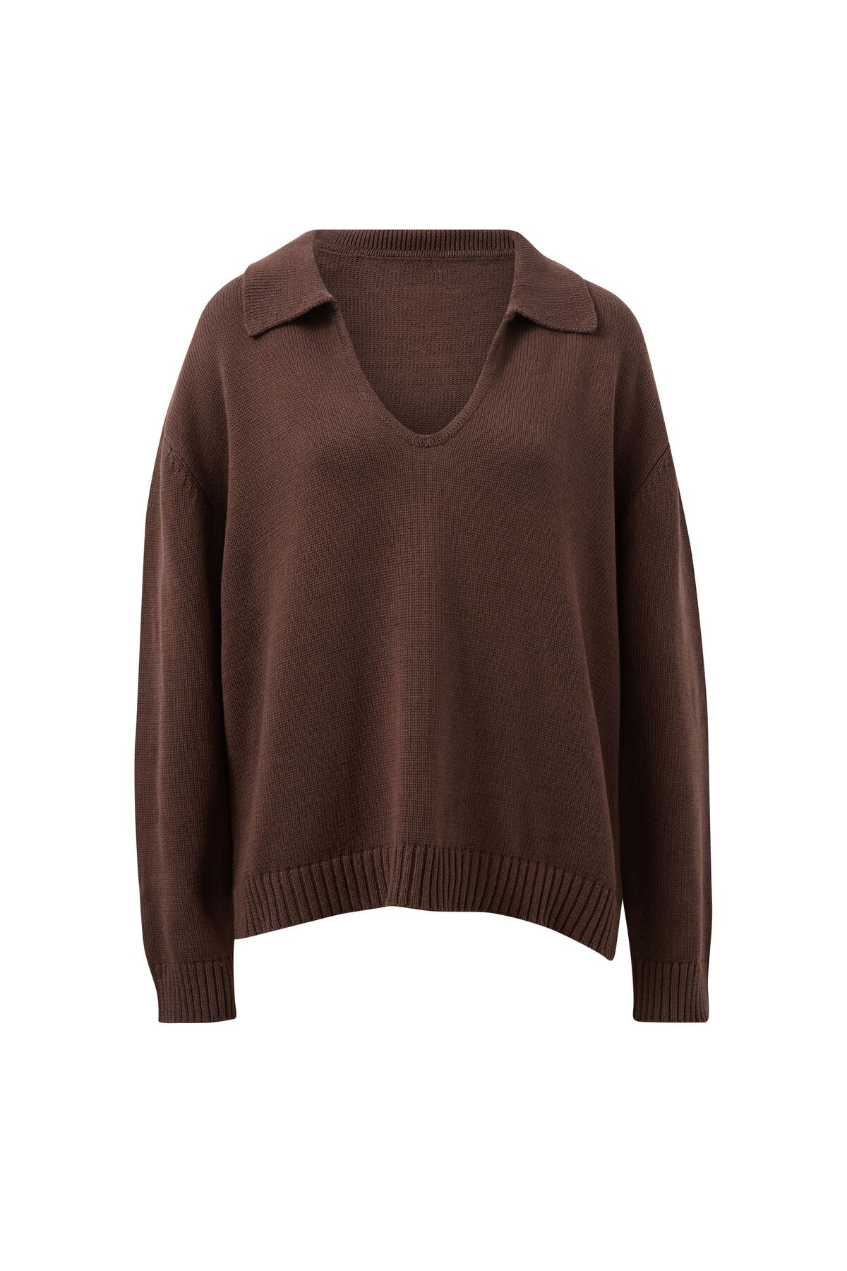 CERES LIFE - Eliza Brunette Brown - Collared Knit