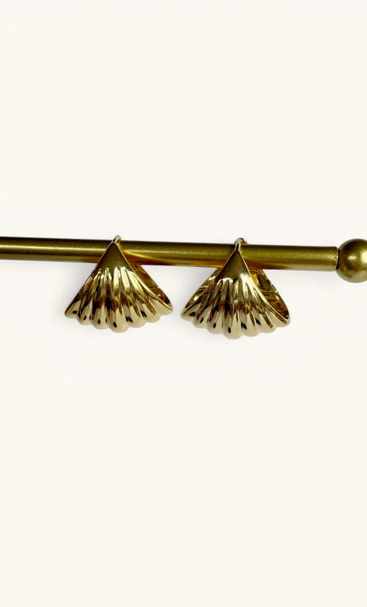 TUNIK : Sculpt 18K Gold Fill Shell -  Statement Earrings