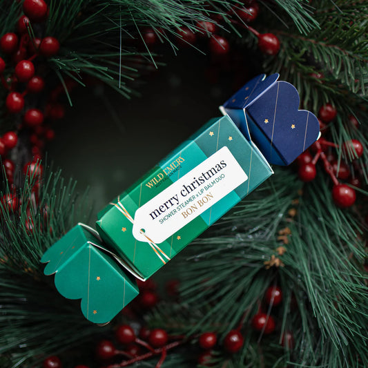 WILD EMERY : Merry Christmas Shower Steamer x Mini Lip Balm Bon Bon - Fir x Pine x Cedarwood