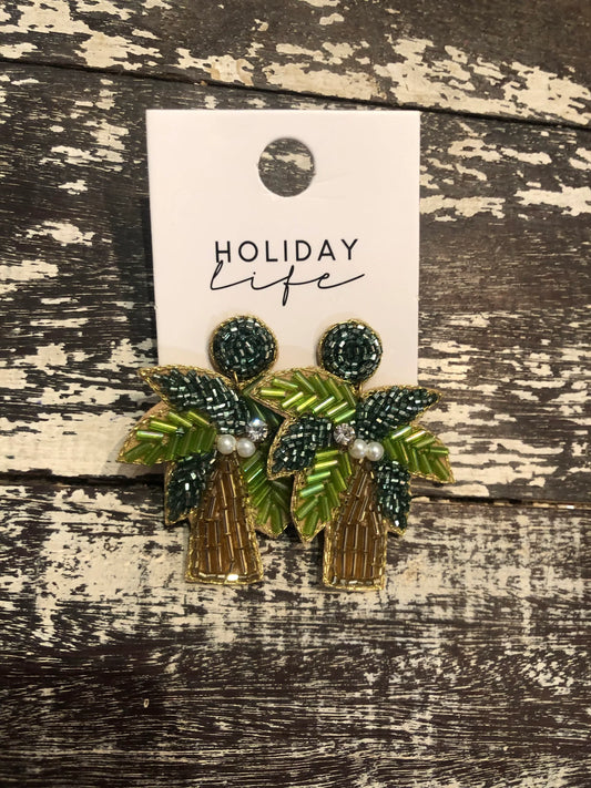 HOLIDAY LIFE : La Palma Beaded Earrings - Green
