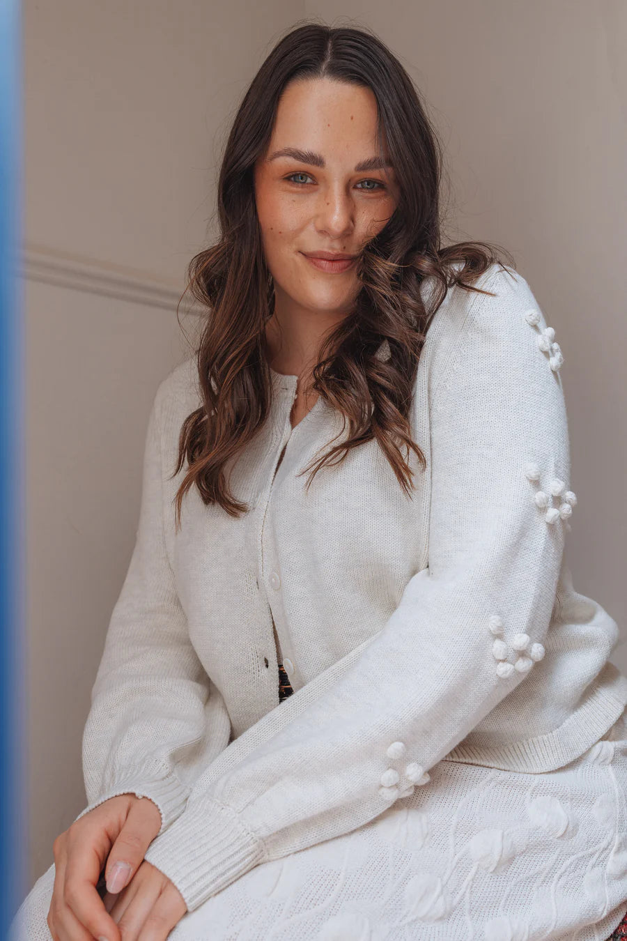 THRD LABEL: The Camellia Cardigan - White Marle