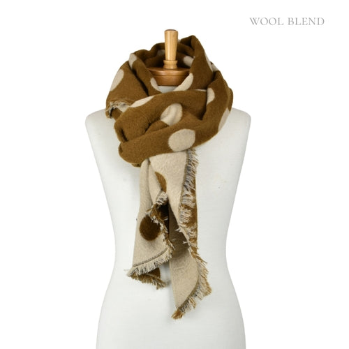 TAYLOR HILL :  Camel Beige Reversible Polka Dot - Scarf