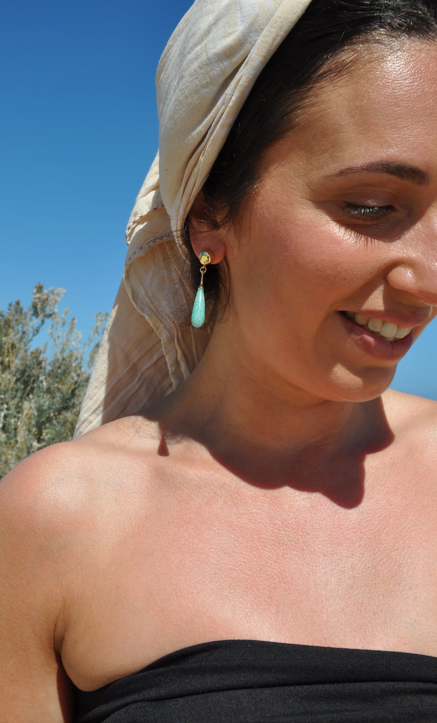 TUNIK : Wanderlight Amazonite Precious Stone Drop - Earring