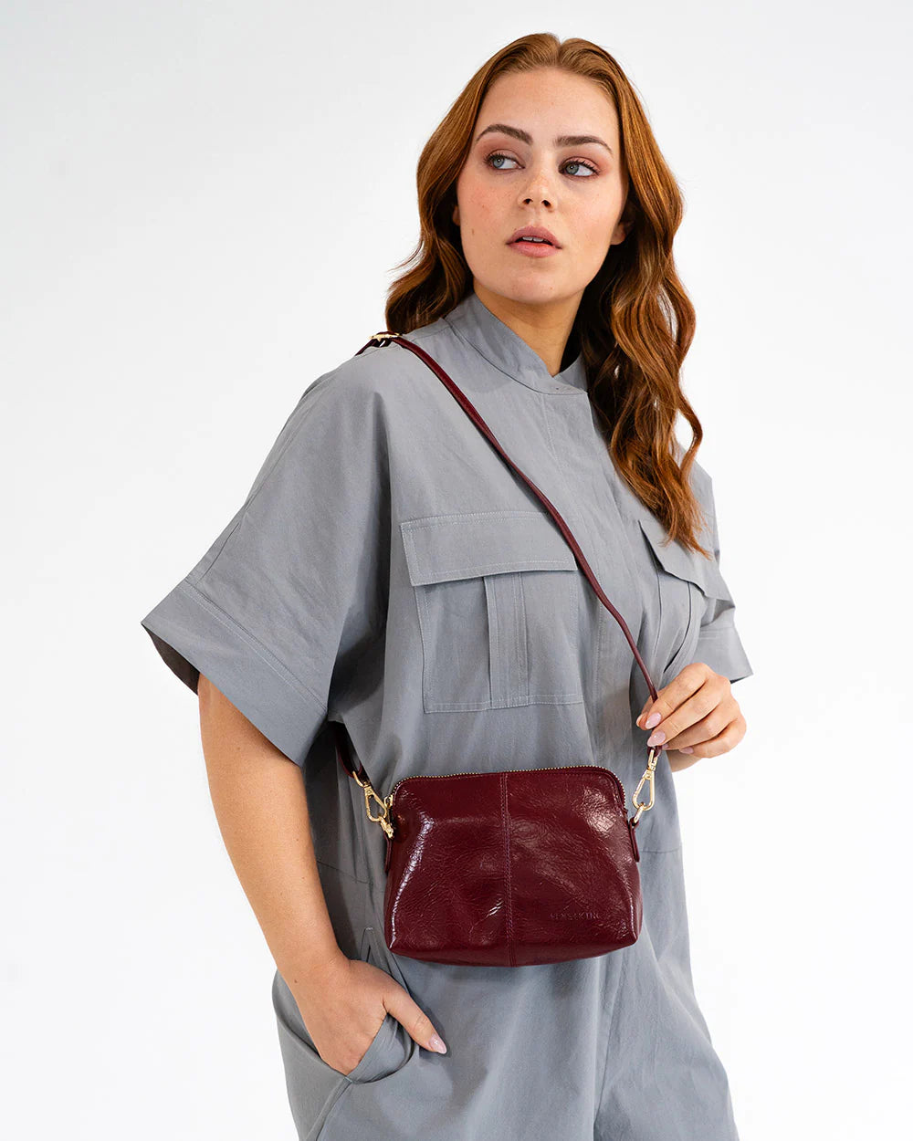 ELMS+KING : Burbank Xbody - Burgundy Crinkle