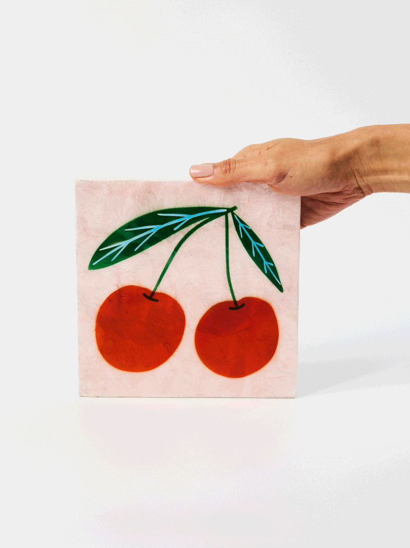 JONES & CO : Cherries Tile - Wall Art