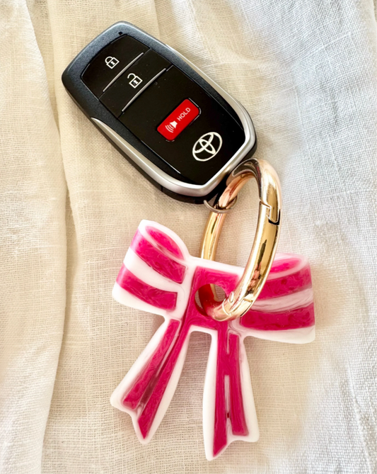 GREENWOOD DESIGNS : Resin Bow Key Ring - Pink