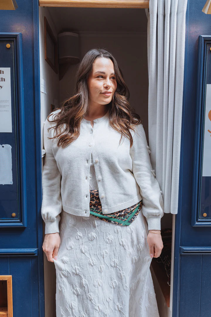 THRD LABEL: The Camellia Cardigan - White Marle