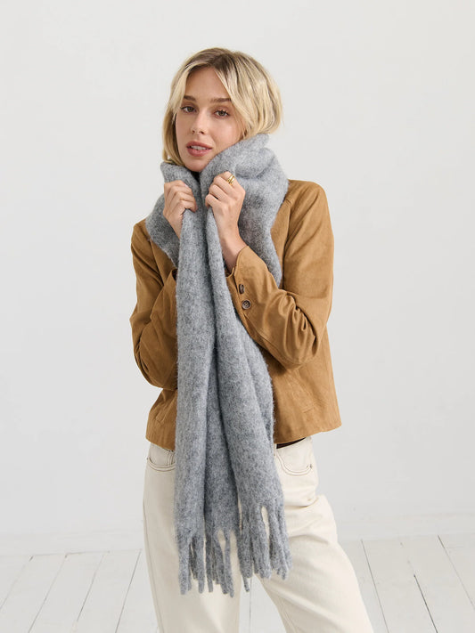 ANGELS WHISPER : Betty Wool Plain Winter Fluffy Scarf - Grey