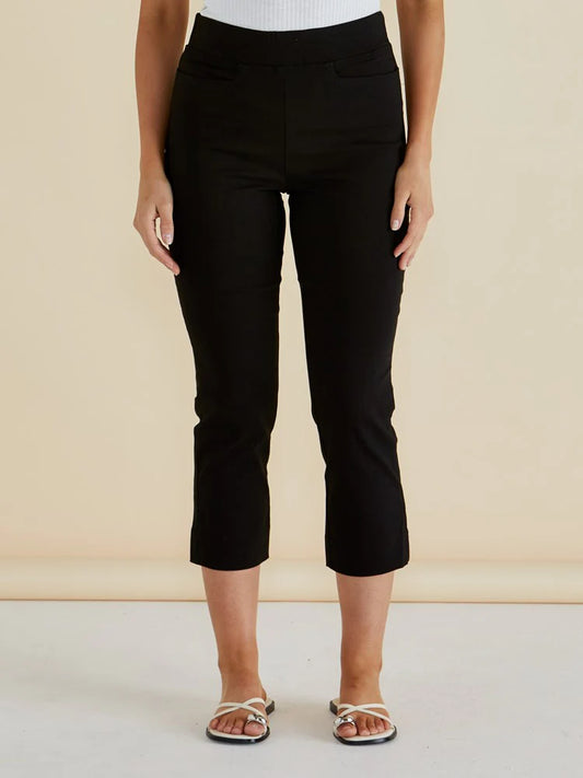 BETTY BASICS : Crop Bengaline Pant - Black
