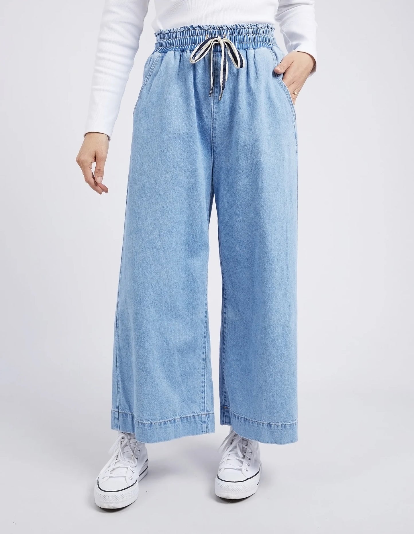 ELM : Greta Wide Leg Pant - Mid Blue Denim