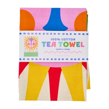 ANNABEL TRENDS. :  Cotton Fiesta Yellow Orange Print - Tea Towel
