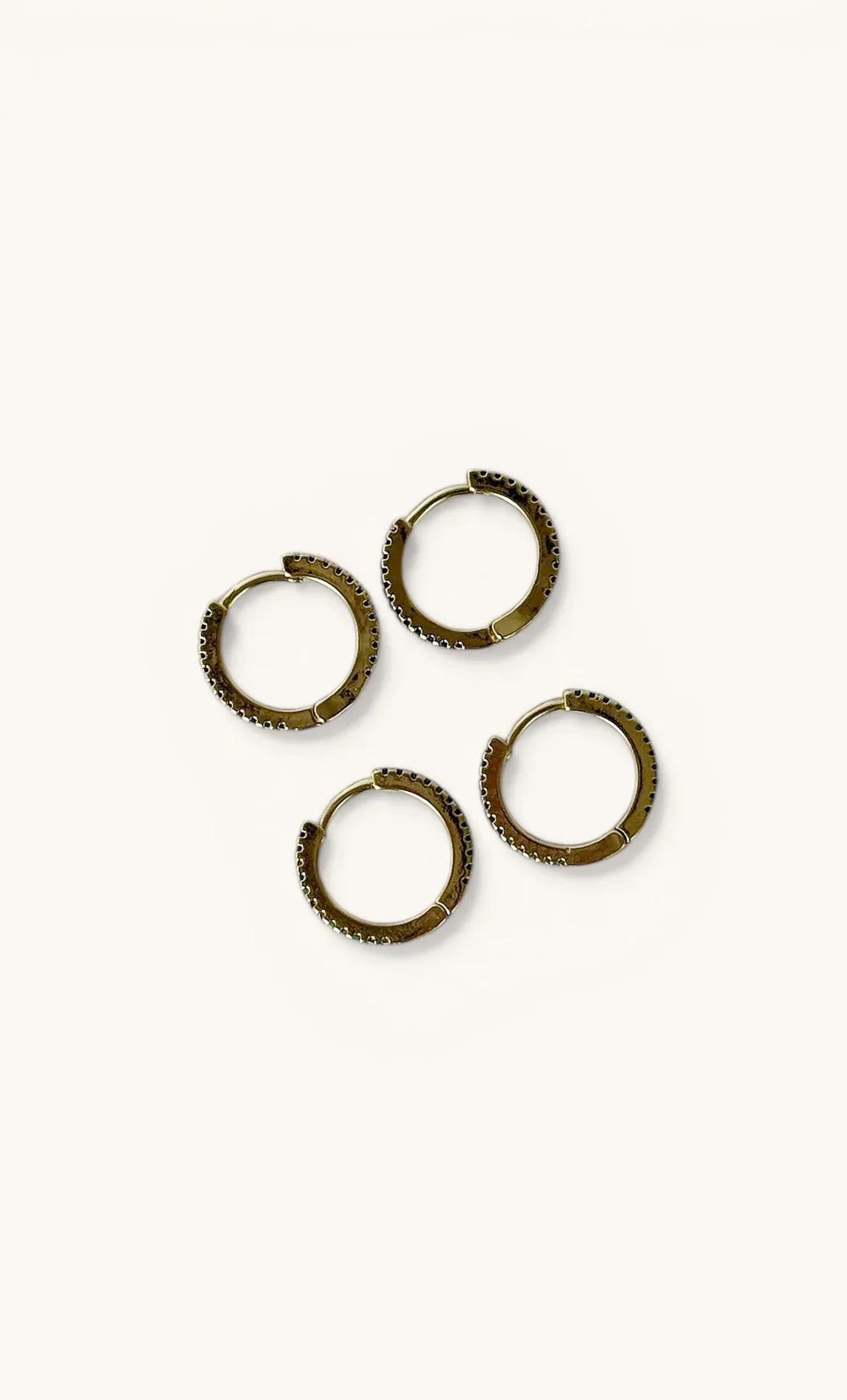 TUNIK :  24K Gold Fill Zirconia Sapphire Stone - Huggie Earrings