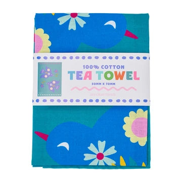 ANNABEL TRENDS. :  Cotton Fiesta Blue Print - Tea Towel