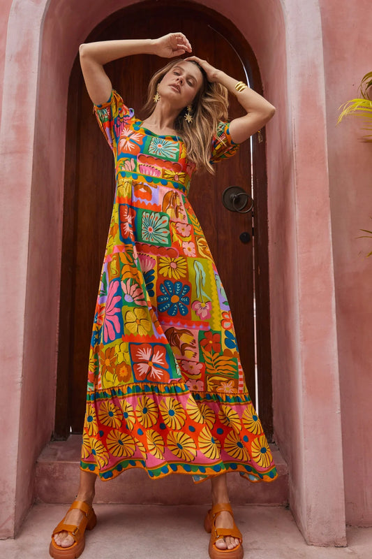 NINE LIVES BAZAAR : Tarot Midi Dress - Rainbow