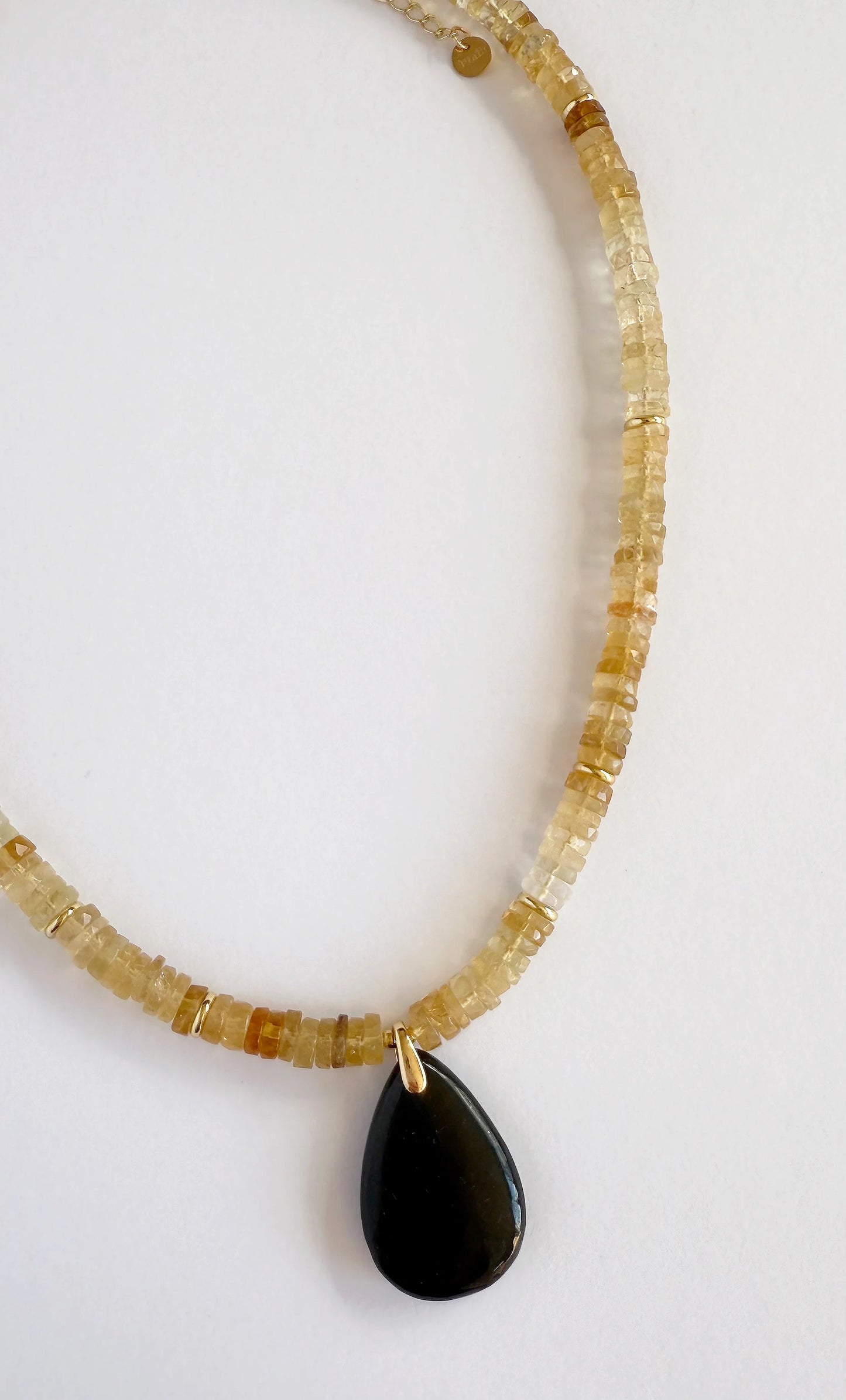 TUNIK : Amulet Natural Citrine Heishi - Bead Necklace