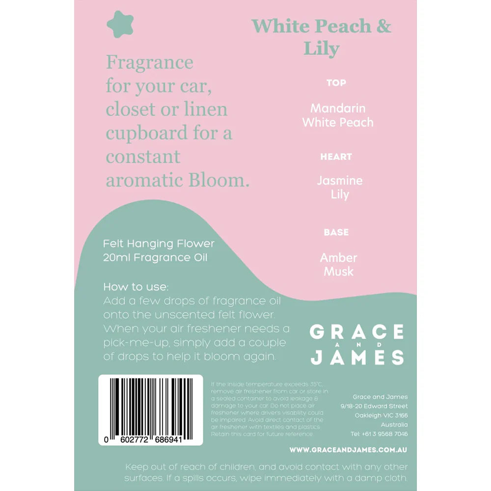 GRACE & JAMES: Bloom Collection - White Peach & Lily - Air Freshener