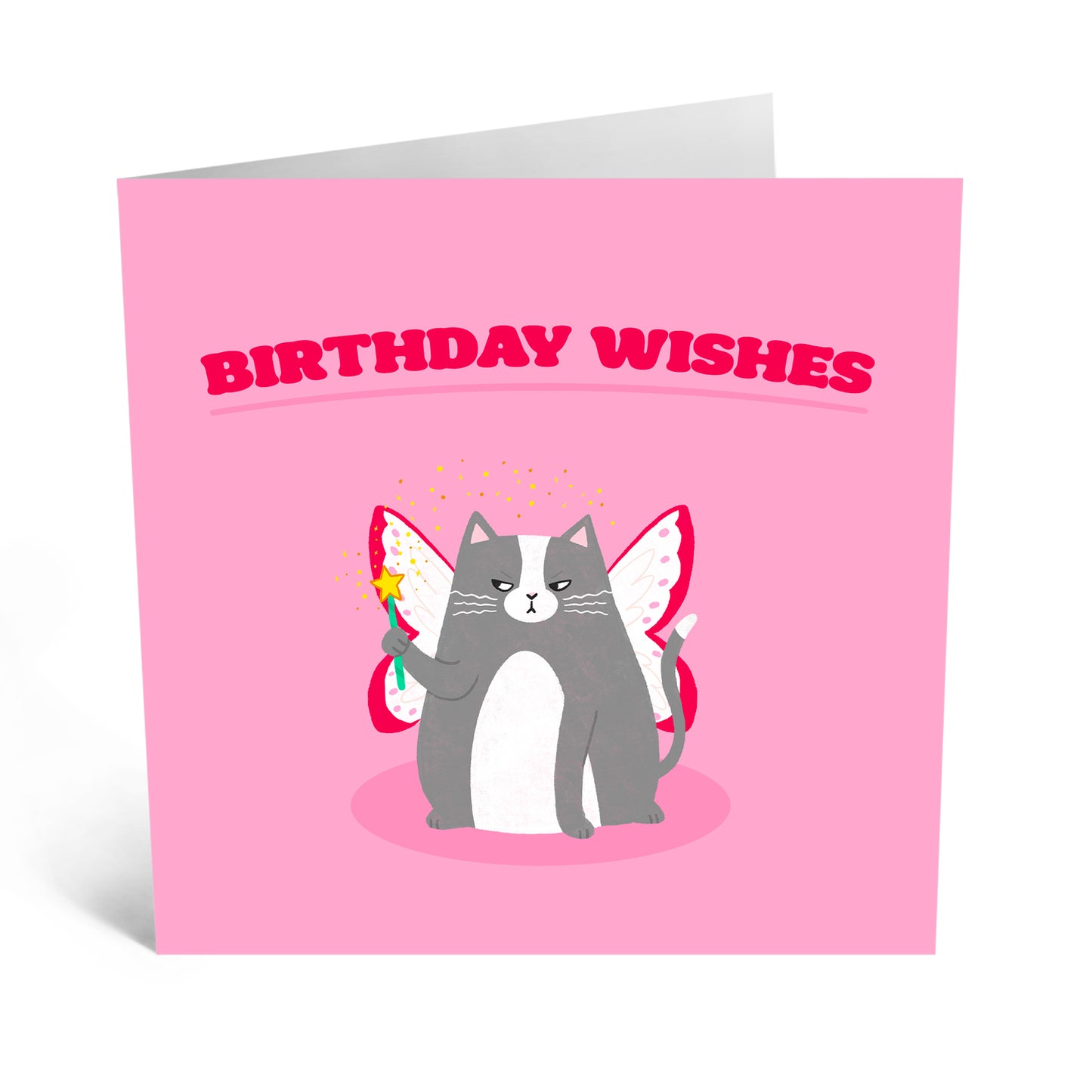 GREETING CARD : Birthday Wishes Pink Cat - Birthday Card