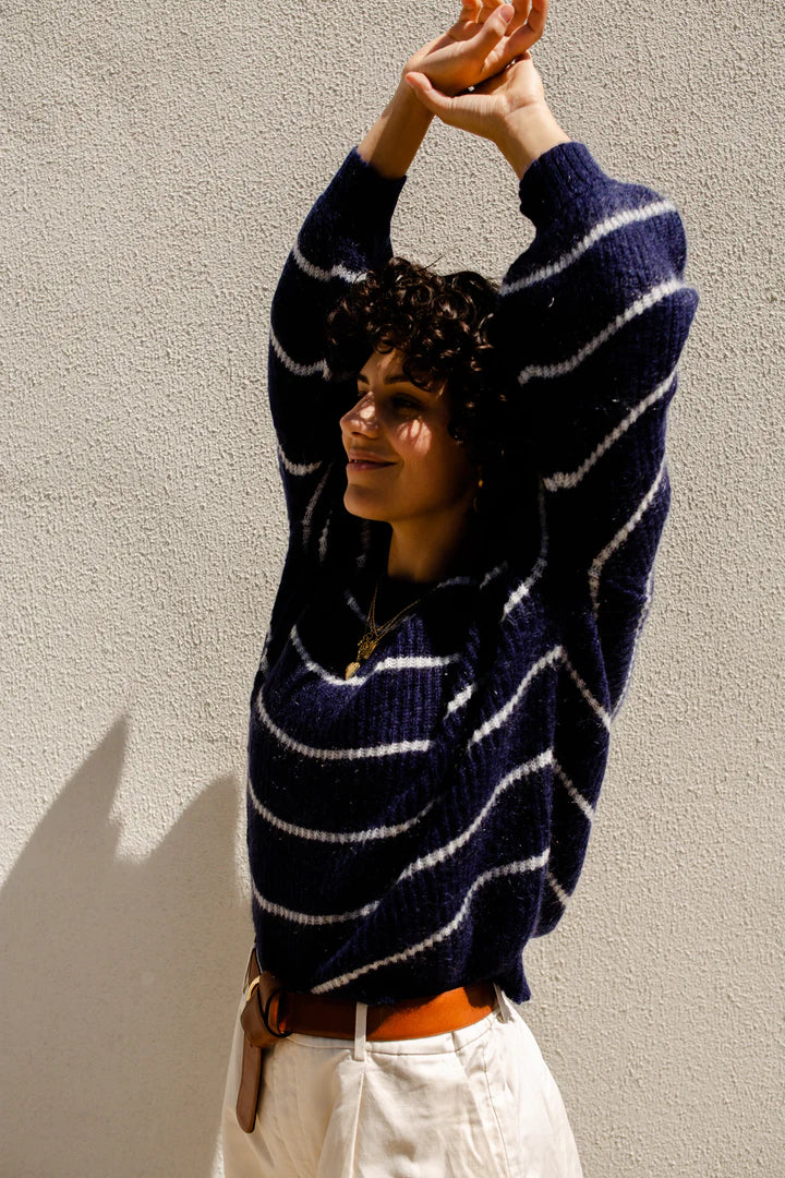 THRD LABEL : Ava Stripe Knit - Navy