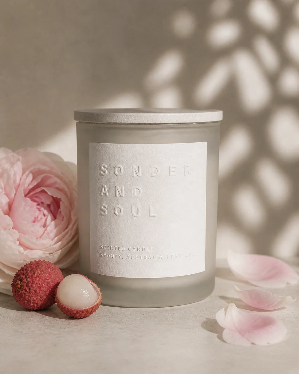SONDER AND SOUL : Lychee & Peony - Scented Soy Candle