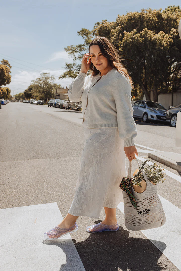 THRD LABEL: The Camellia Cardigan - White Marle