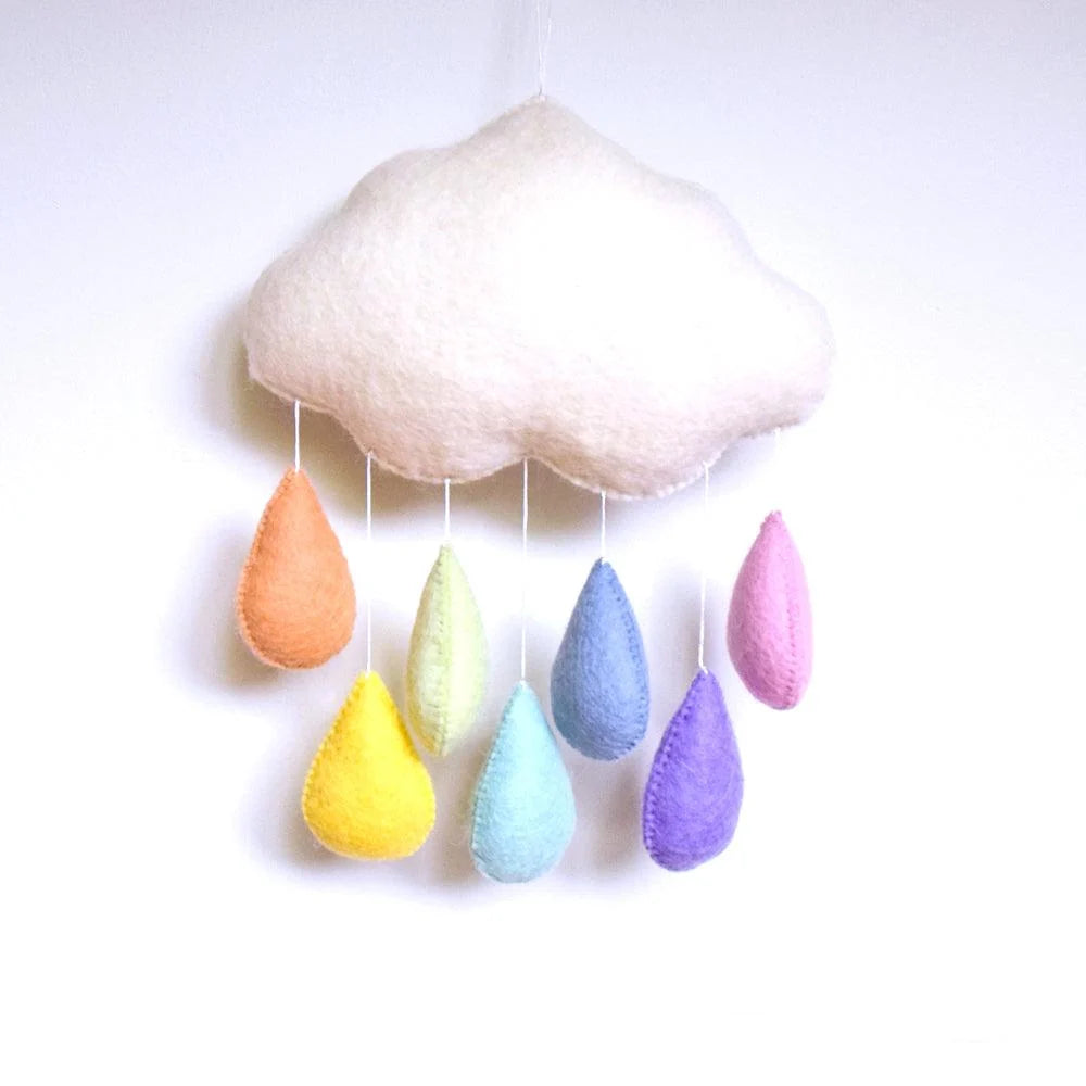 TARA TREASURES : Pastel Rainbow Raindrops Cloud Nursery - Mobile