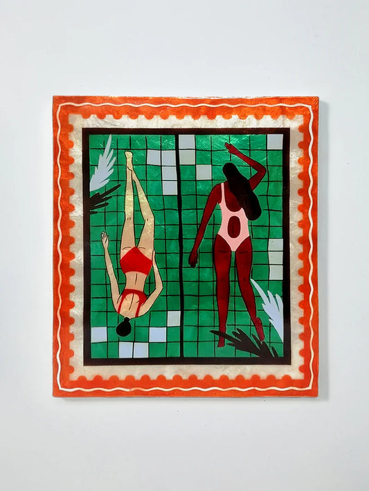 JONES & CO : Resort Laps Girls Swimming - Wall Art