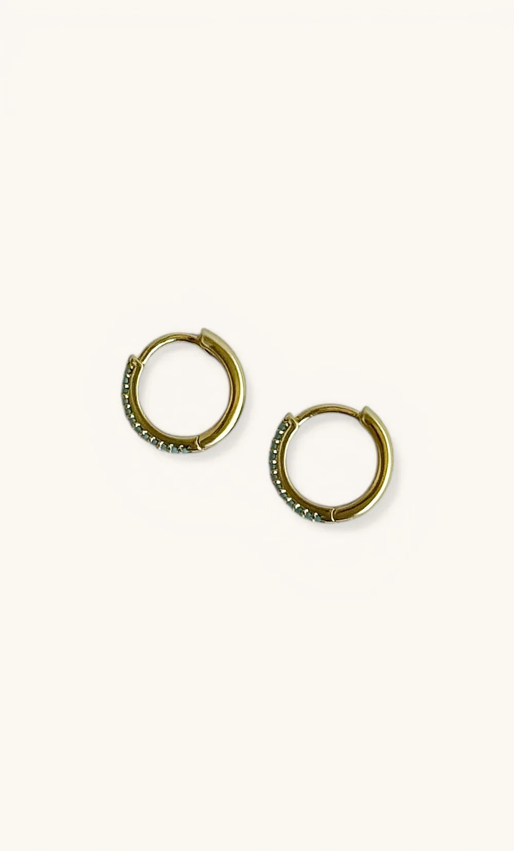 TUNIK : Spirit 24K Gold Fill Turquoise Zirconia - Huggie Earrings