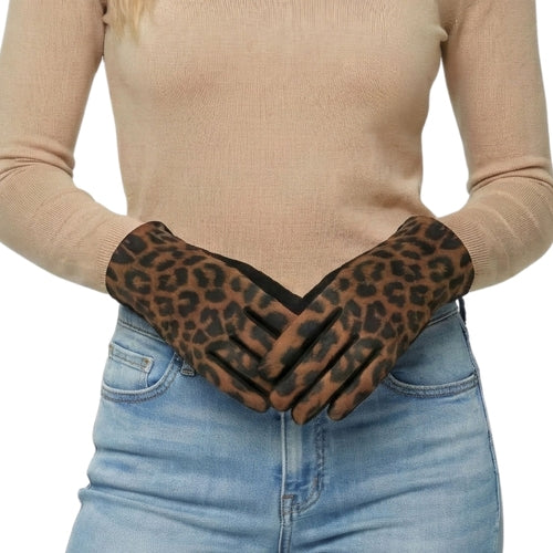 TAYLOR HILL : Camel Luxe Leopard - Gloves