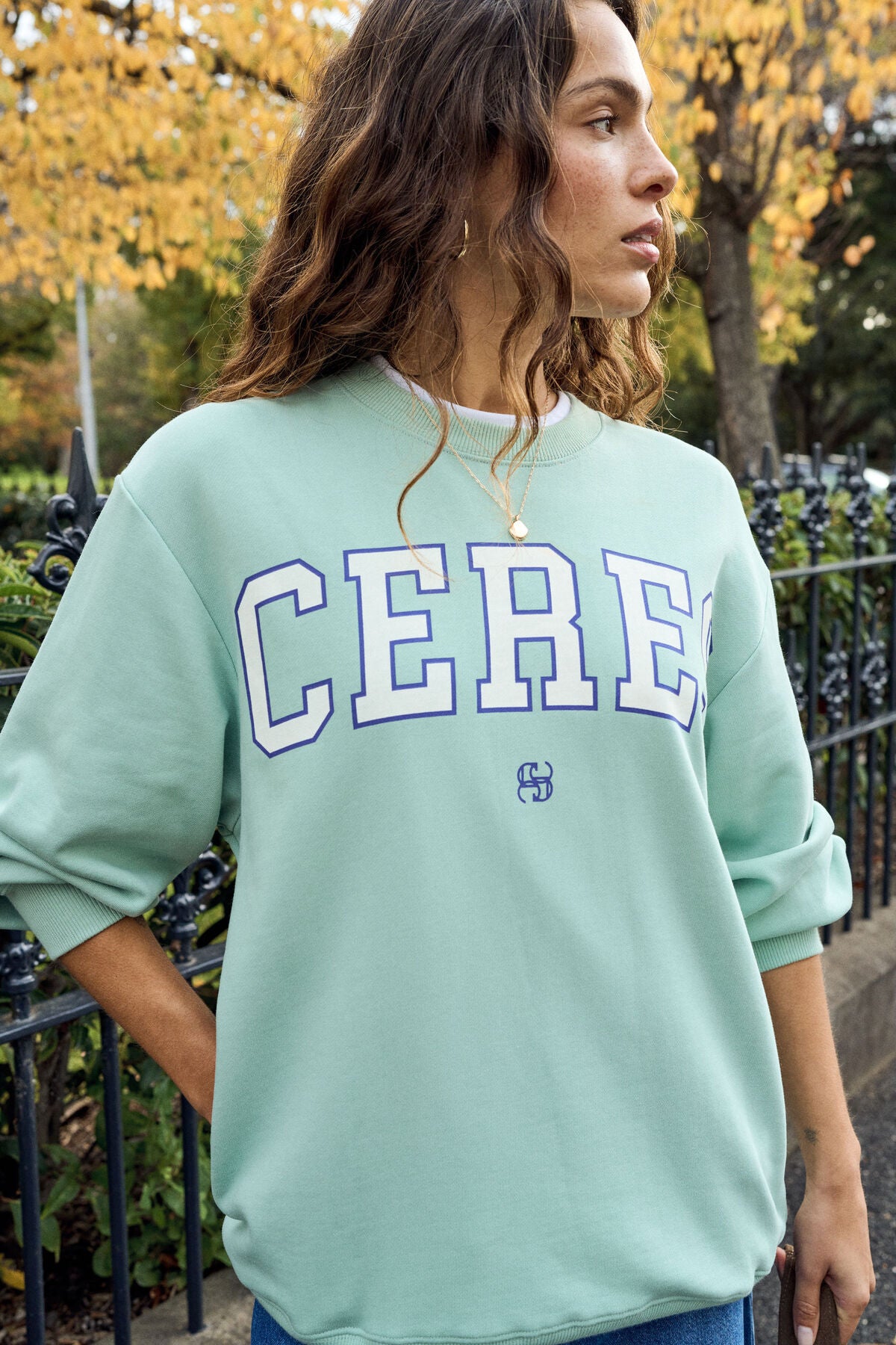CERES LIFE - Isla Seafoam/Polo Blue - Oversized Slouchy Crew