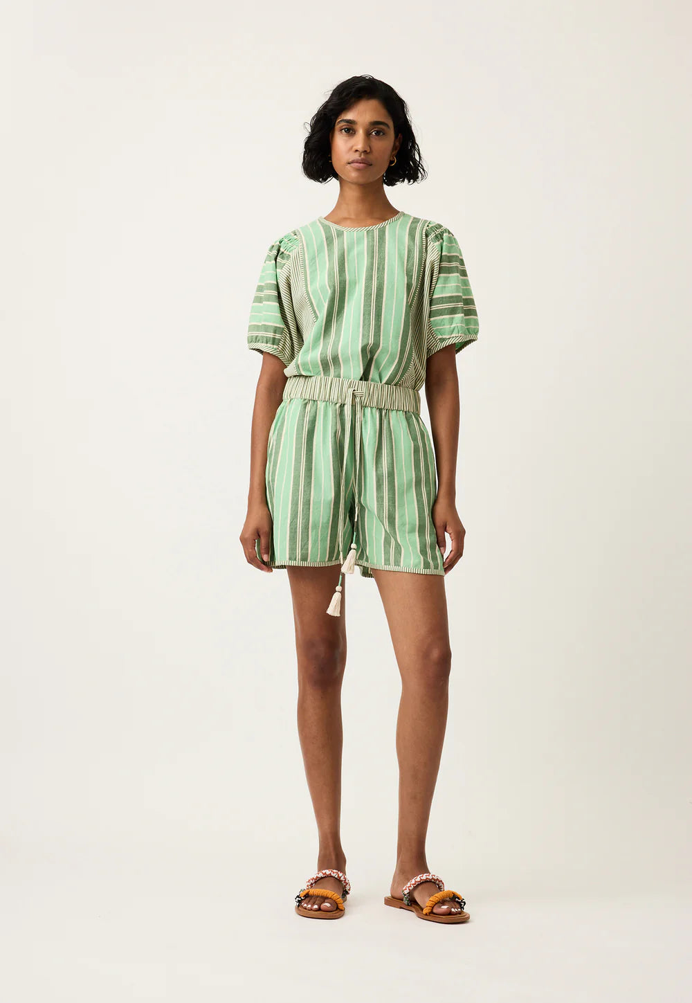 NANCYBIRD : Iris Green Stripe - Short