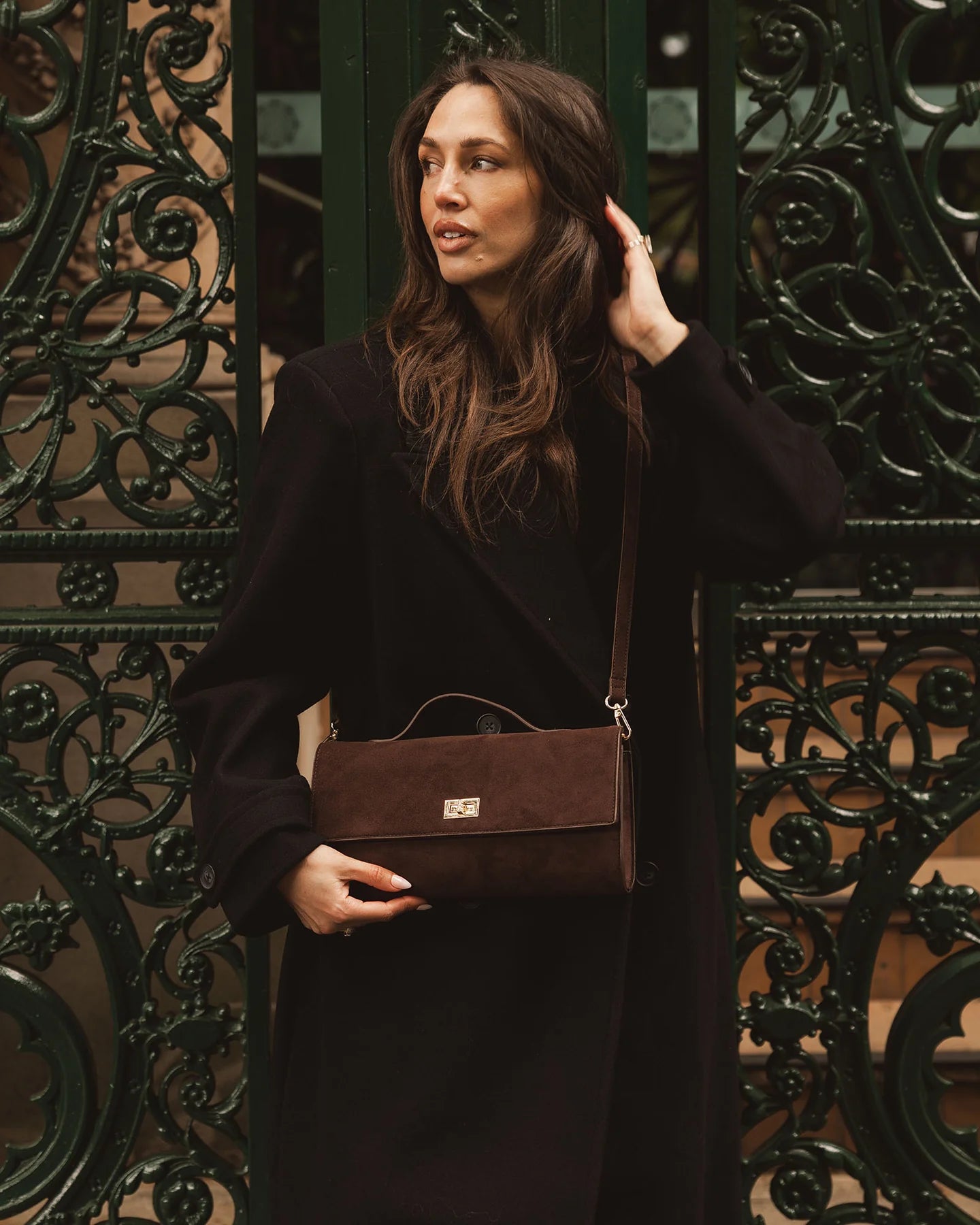 LOUENHIDE - Delaney Chocolate Suedette - Clutch