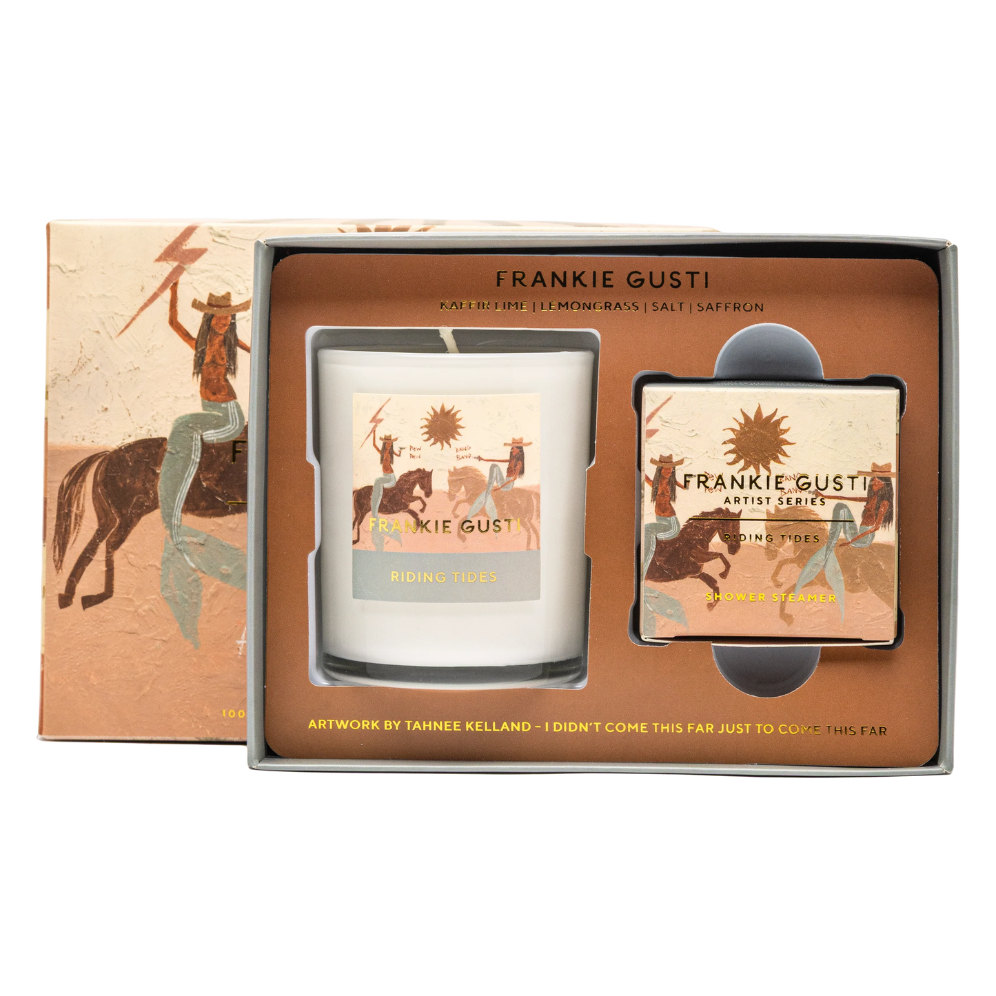 FRANKIE GUSTI : Riding Tides Kaffir Lime & Lemongrass - Candle + Shower Steamer Duo