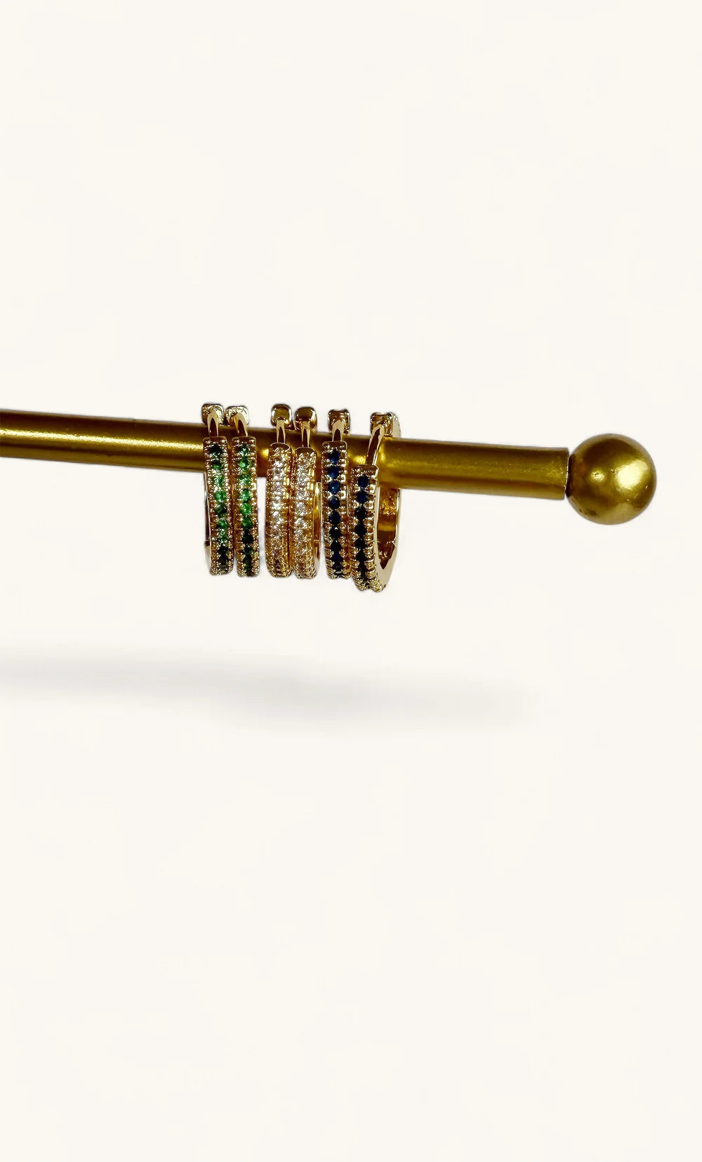 TUNIK :  24K Gold Fill Zirconia Sapphire Stone - Huggie Earrings