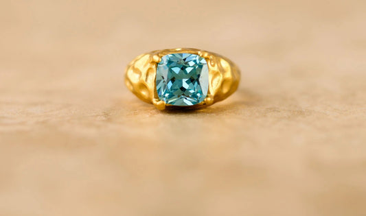INDIGO & WOLFE : Marine Blue Stone Gold Ring