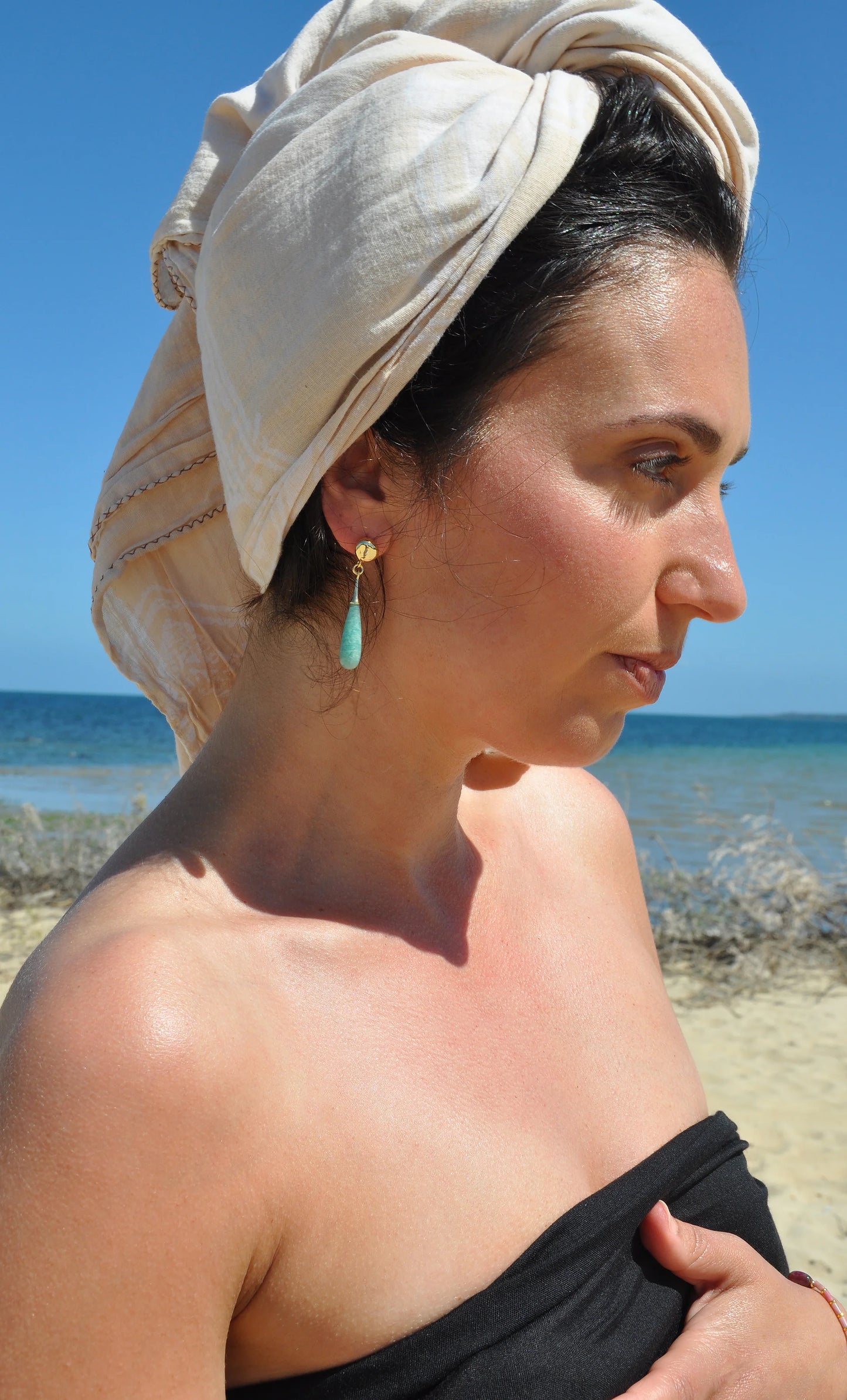 TUNIK : Wanderlight Amazonite Precious Stone Drop - Earring