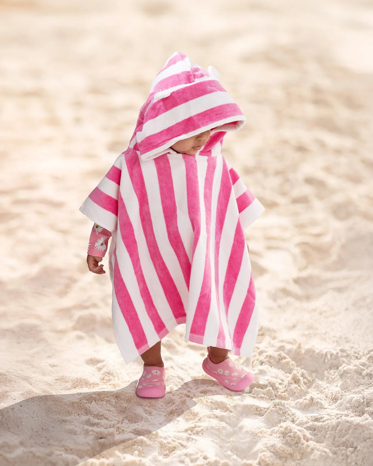 TOSHI : Beachcomber Pink Stripe - Hooded Towel