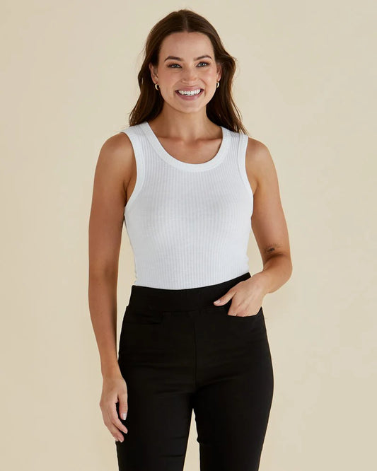 BETTY BASICS : Francis Rib Tank - White