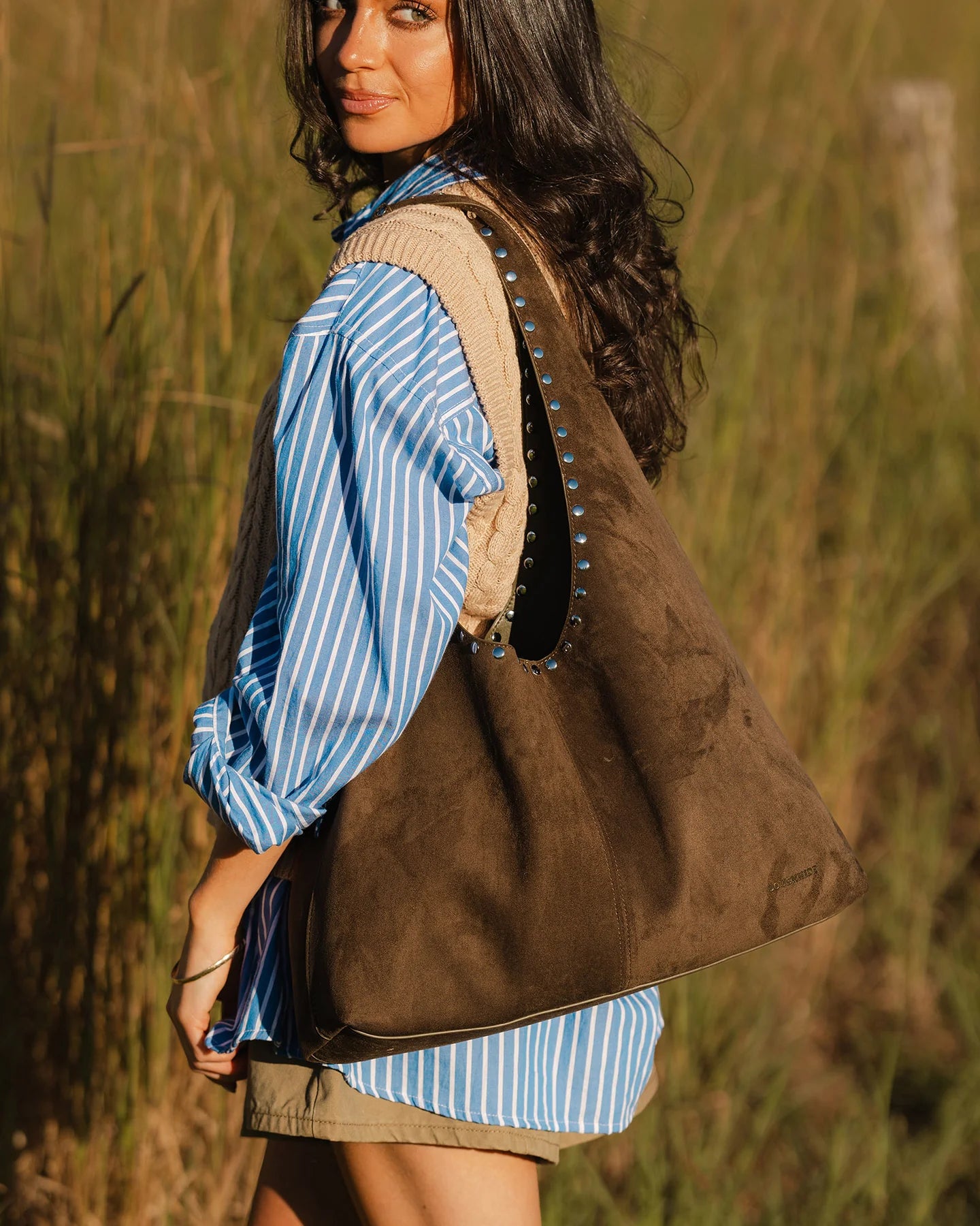 LOUENHIDE : Hailey Suedette Olive - Shoulder Bag