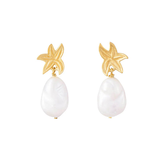 FAIRLEY : Starfish Pearl Drop - Earrings