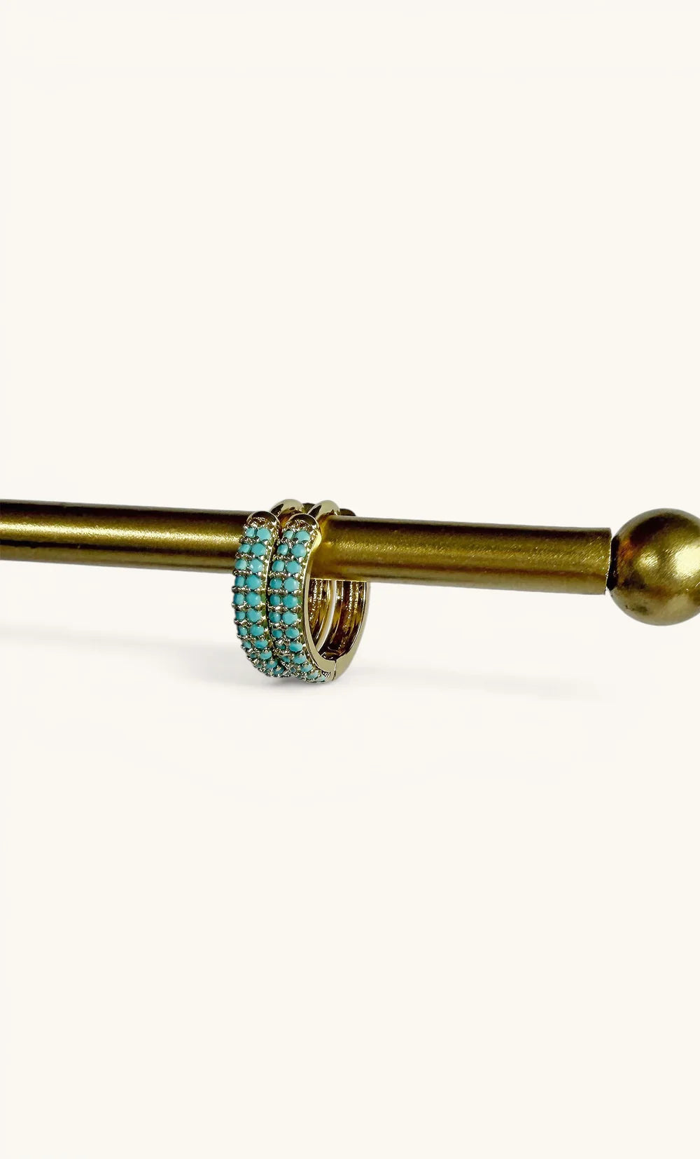 TUNIK : Spirit 24K Gold Fill Turquoise Zirconia - Huggie Earrings