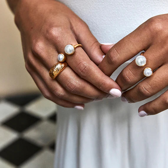 FAIRLEY : Double Pearl Ring - Gold
