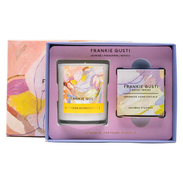 FRANKIE GUSTI : Japanese Honeysuckle Scented - Candle + Shower Steamer Duo