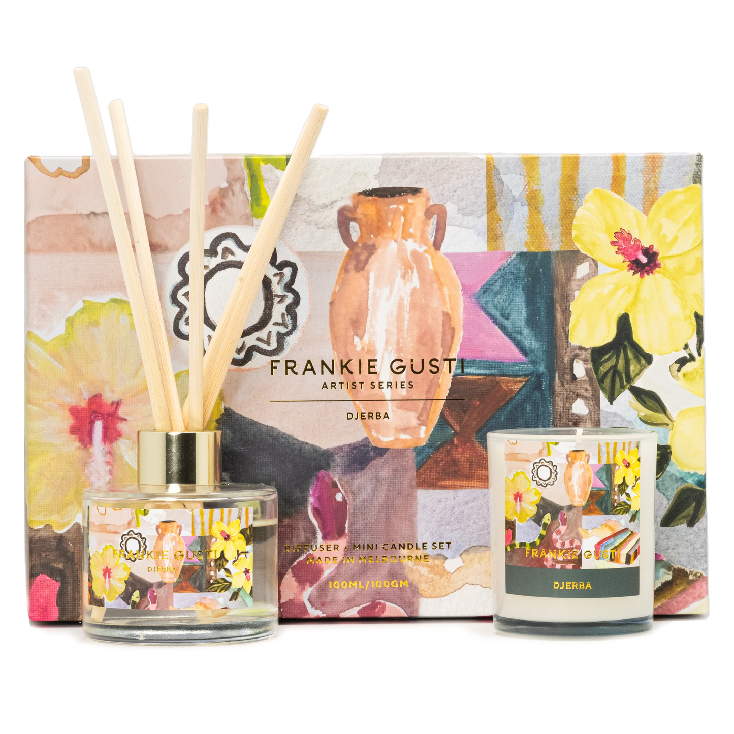 FRANKIE GUSTI : Diffuser + Mini Candle Set - Djerba