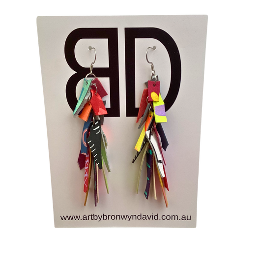 BRONWYN DAVID - Tassels - Handmade Painted Leather Earrings