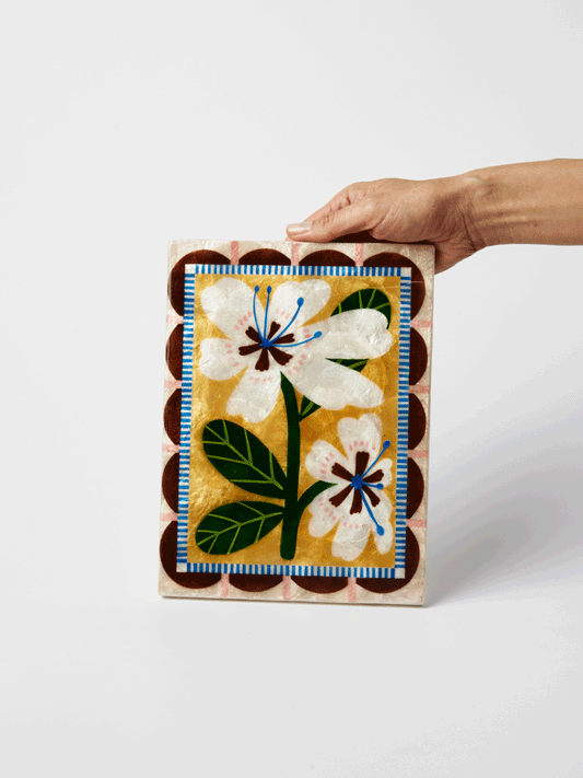 JONES & CO : Bloom Nouveau White Rectangle - Wall Art
