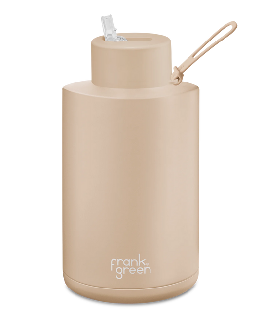 FRANK GREEN : 2L 68oz - Ceramic Straw Lid Beige - Reusable Bottle