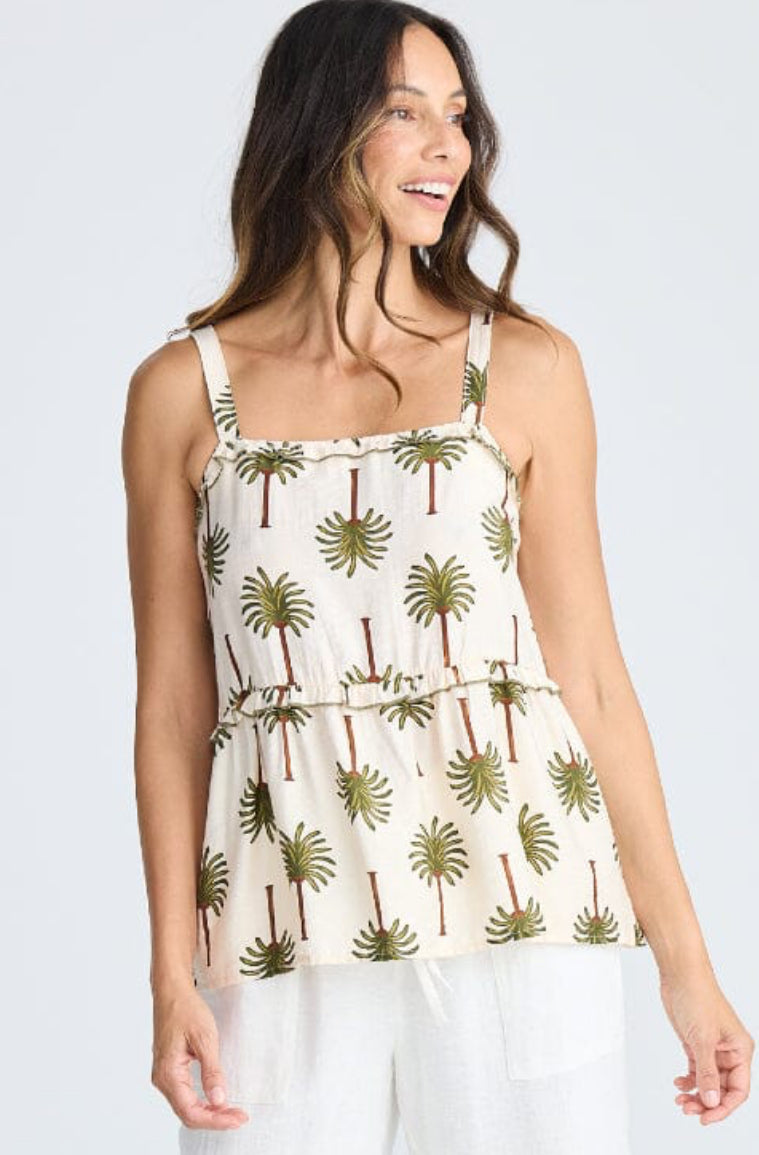 HOLIDAY - Alita Top - Ivory Palm Print