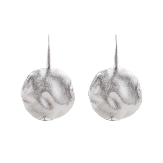 FAIRLEY : Beaten Disc Earrings - Silver