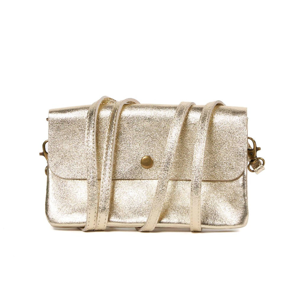 MAISON FANLI : Metallic Champagne - Cross Body Clutch