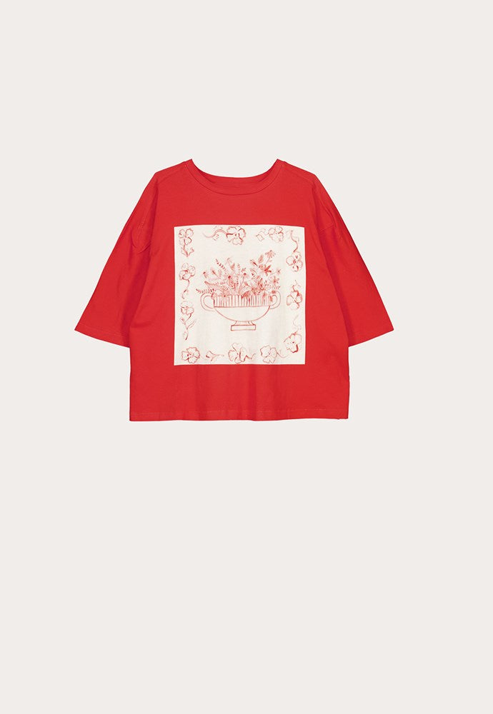 NANCYBIRD: Tasmin Red Vase Boxy - Tee